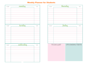Weekly Planner Template for Students