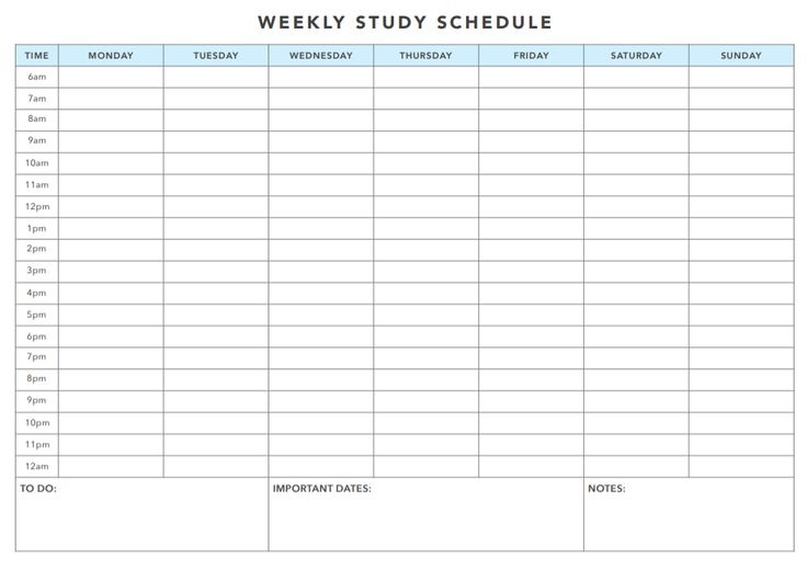 Weekly Planner Template For Exam