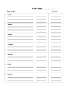 Weekly Planner For Kids Template