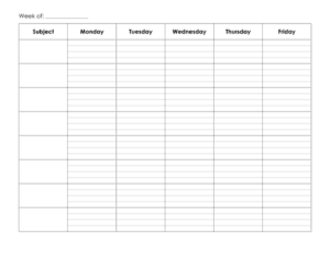 Blank Weekly Planner For School
