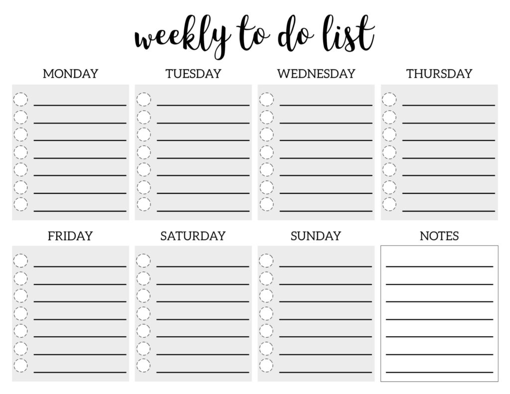 Printable Weekly To-Do List