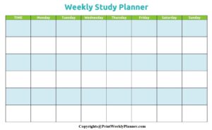 Printable Weekly Planner For Study