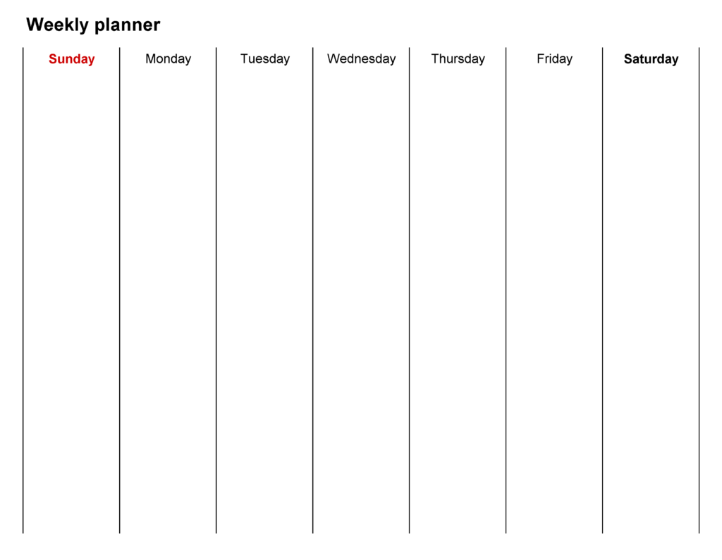 Weekly Planner For School Template