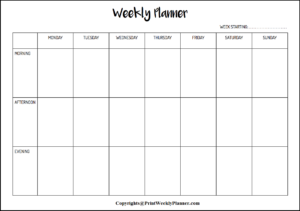 Weekly Planner For Study
