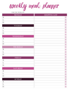 7 Day Meal Planner Template