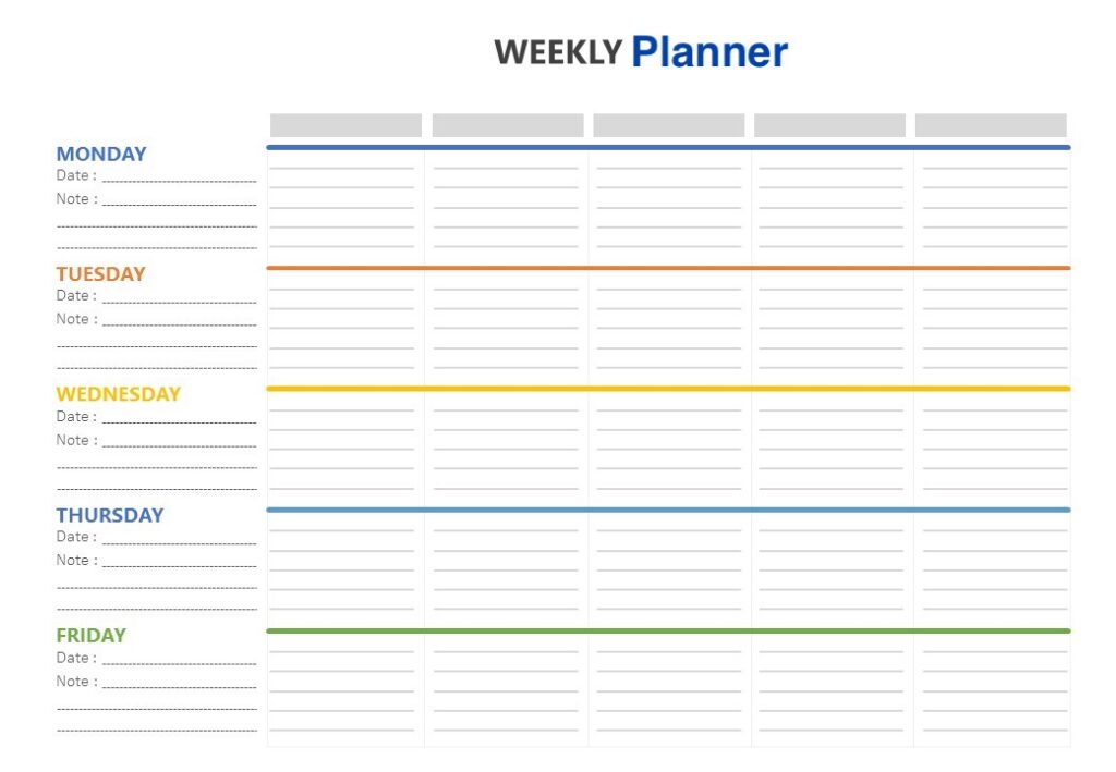 Blank Weekly Planner For Teacher