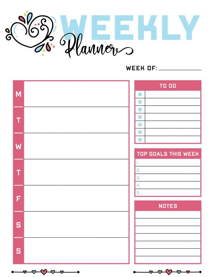 Organized Mom Weekly Planner